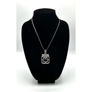 Vintage Avon Mayan Pendant Necklace 1970s Silver-Tone Bar Link